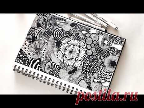Zentangle art || Zentangle || Doodle art || Zendoodle || mushroom zentangles