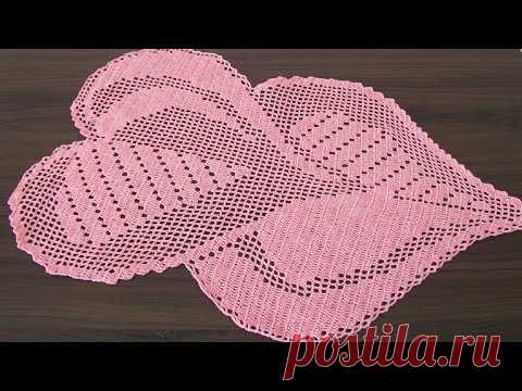САЛФЕТКА КРЮЧКОМ НЕОБЫЧНОЙ ФОРМЫ В ВИДЕ СЕРДЕЧЕК. ЧАСТЬ 1