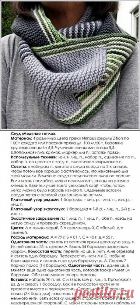 Вязаный спицами снуд для мужчин. Красивый мужской снуд спицами | Вязание для всей семьи