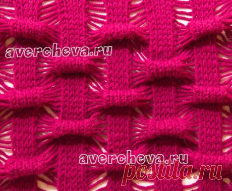 Узор 647 « эффект клоке и спущенные петли» | каталог вязаных спицами узоров