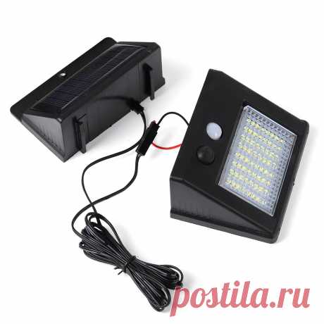 64/48/32 waterproof led solar panel power sensor wall light outdoor walkway lamp with 2.5m cable Sale - Banggood.com