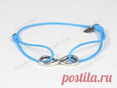 Браслет веревочный &quot;Бесконечность&quot; на голубой нити от Amorem