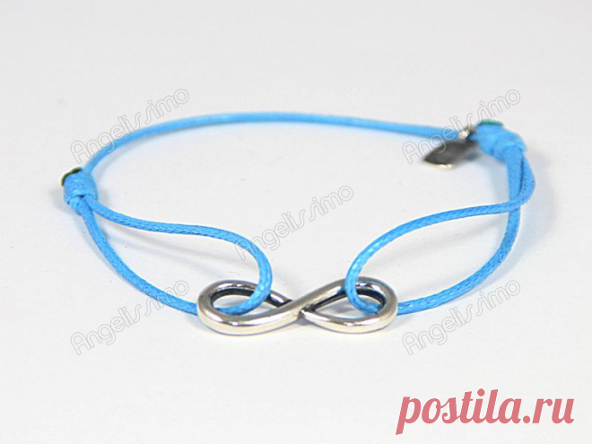 Браслет веревочный "Бесконечность" на голубой нити от Amorem