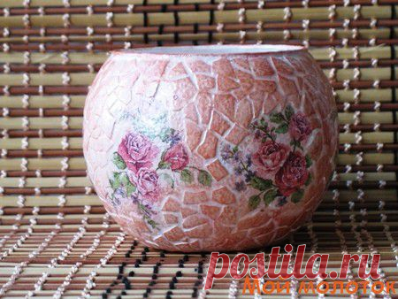 КРУГЛОЙ ВАЗЫ МОЗАИКОЙ ИЗ ЯИЧНОЙ СКОРЛУПЫ | Самоцветик