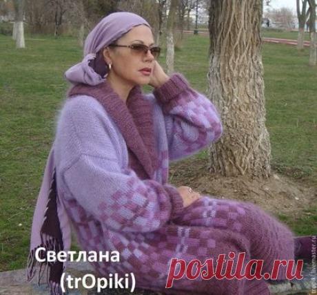 Купить "Аметистовая мозаика" пальто вязаное авторское - сиреневый, лиловый, женское пальто, пальто вязаное
