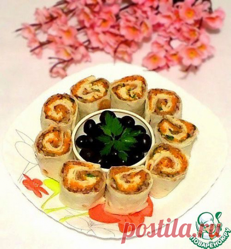 Роллы с фасолью, овощами, зеленью и сыром - кулинарный рецепт