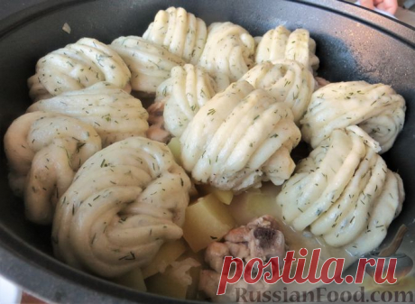 Рецепт: Пампушки с укропом на пару, с курицей и картофелем на RussianFood.com