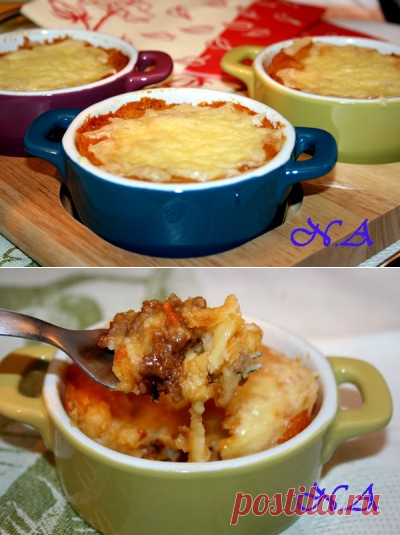 Картофельная запеканка с фаршем и баклажанами