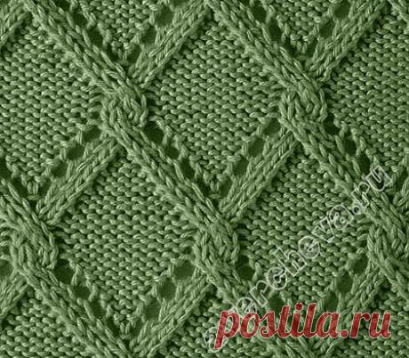 Ажурные ромбы с косами | каталог вязаных спицами узоров