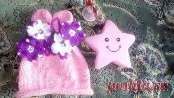 #детскиевещи#спицами# Шапочка ЗАЯ от 0 до 3-х месяцев - Яндекс.Видео