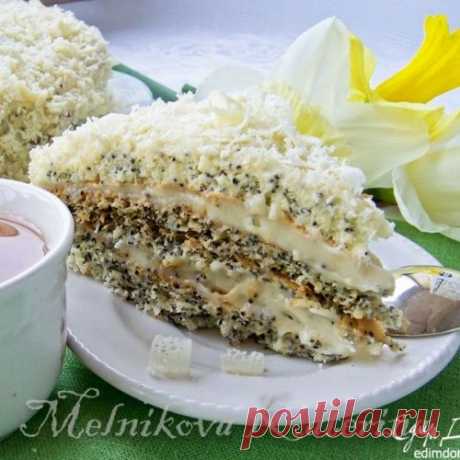 Торт &quot;Царица Эстер&quot; - воздушный маковый в белом шоколаде. Легкий как перышко!