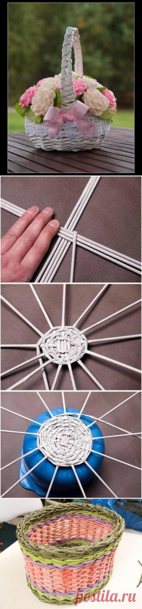 Марья-искусница » Blog Archive » Мастер-класс «КОРЗИНКА. ПЛЕТЕНИЕ из газетных трубочек»