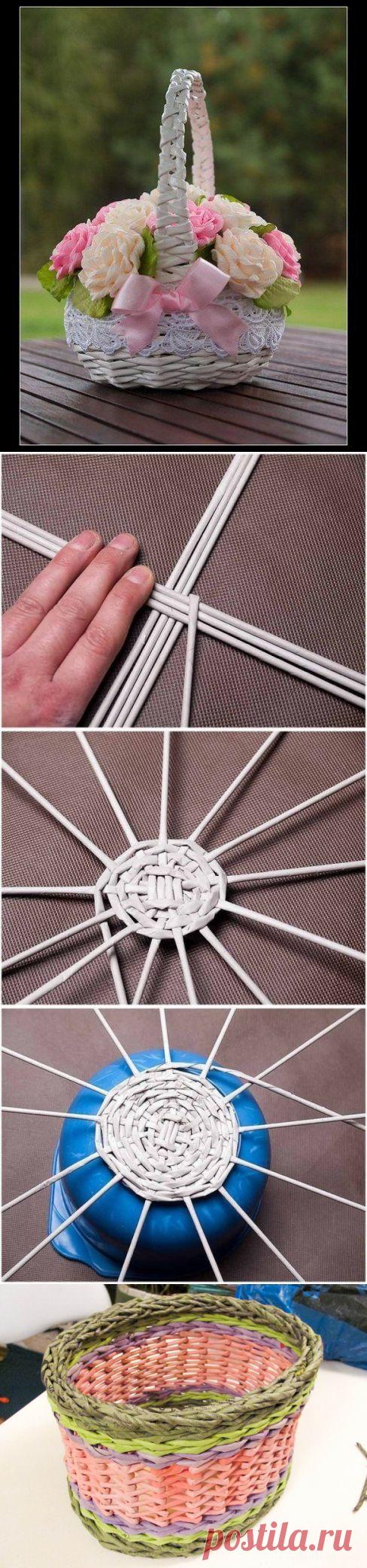 Марья-искусница » Blog Archive » Мастер-класс «КОРЗИНКА. ПЛЕТЕНИЕ из газетных трубочек»