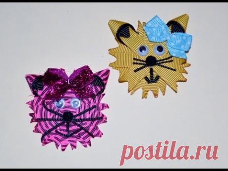 KITTY CAT KITTEN Ribbon Sculpture Zoo Animal Hair Clip Bow DIY Free Tutorial by Lacey