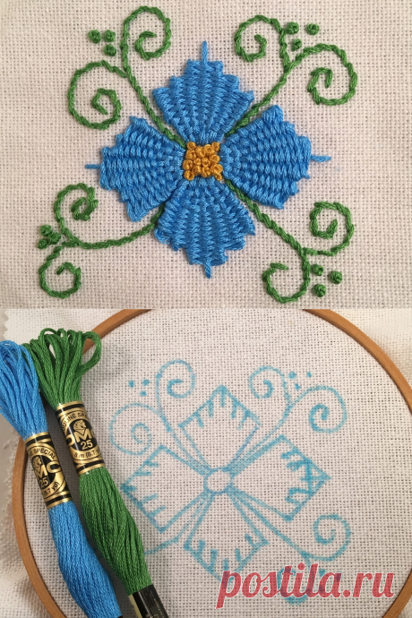 feeling stitchy: MooshieStitch Monday: Kamal Kadai Stitch Flower - Another Version