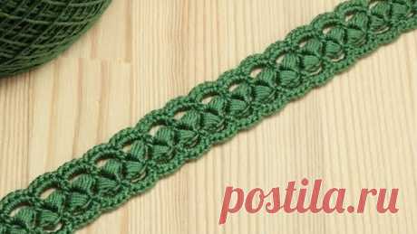 Вязание крючком ленточного кружева на основе шнура из пышных столбиков Crochet