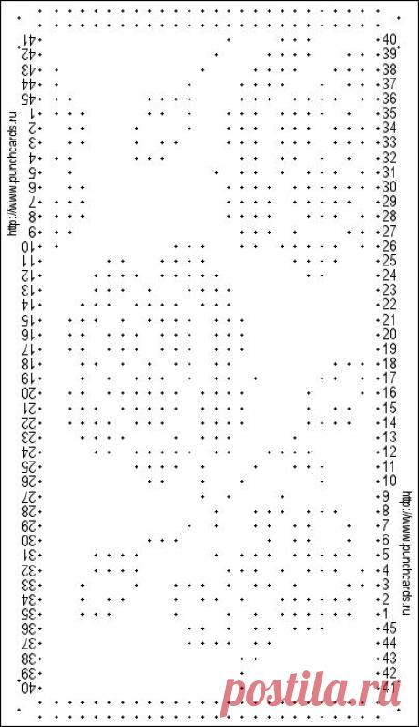 Просмотр рисунка перфокарты с раппортом 24 петли, пересчёт на две фонтуры, печать перфокарты