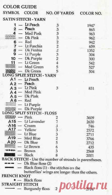 Вышивка и схемы в технике long stitch.
