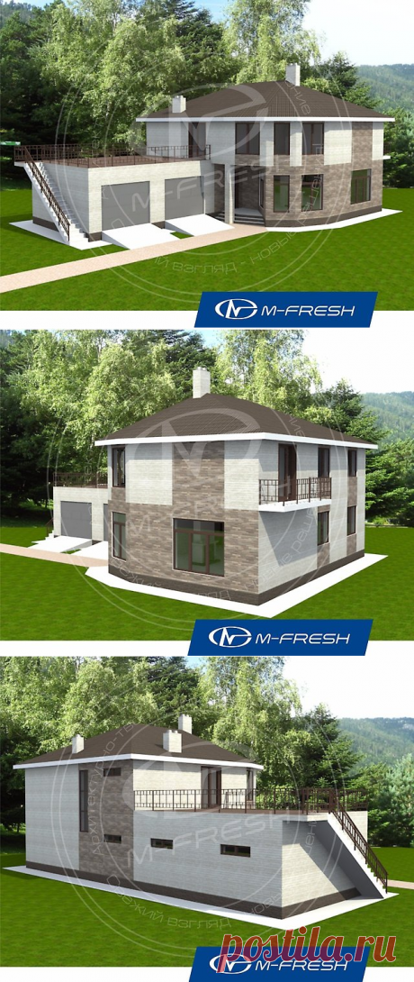 M-fresh Meridian (Проект дома с гаражом на 2 авто и камином) - Проекты домов в Партизанске