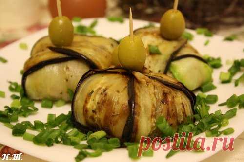 Конвертики из баклажанов и кабачков с курицей - Блюда из птицы
