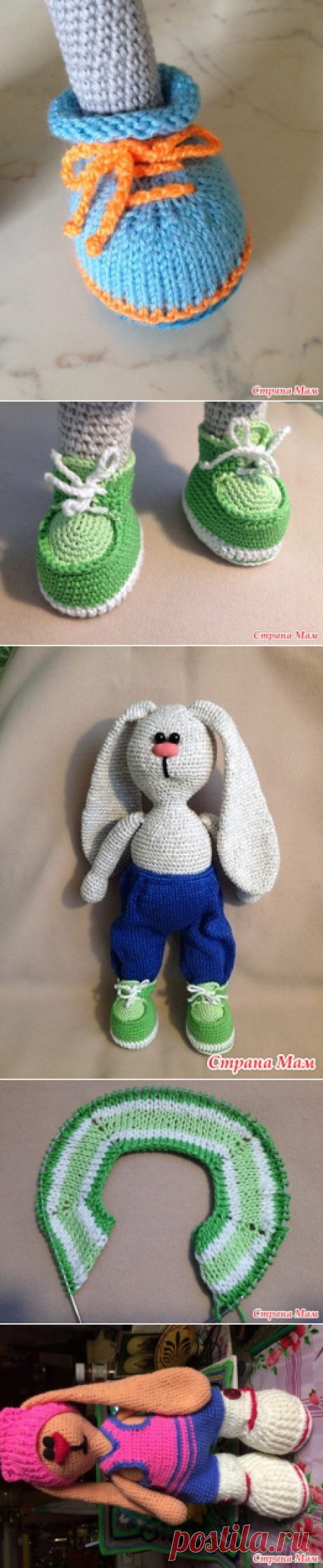 . Он-лайн. Зайка в шапочке. 5 этап. Штанишки спицами, Платьице крючком, Комбез крючком - Амигуруми - Страна Мам