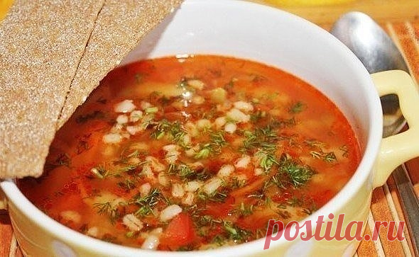 Рассольник с перловкой