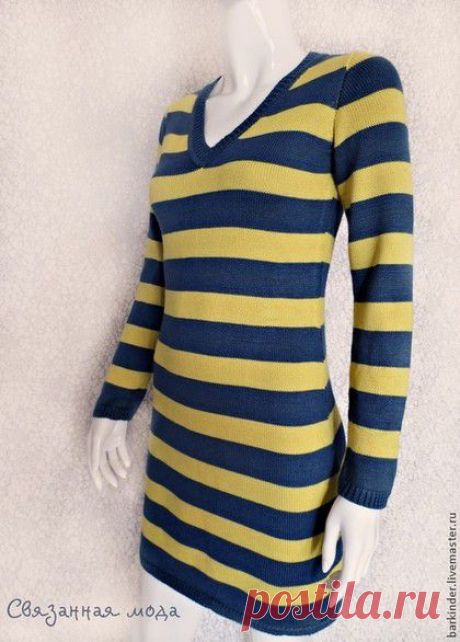 Вязаное полосатое платье &quot;Позитив&quot; - в полоску,платье,платье вязаное,вязаное платье