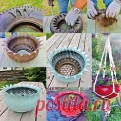 (1) #tire turned into #planter #garden #flowers | Garden stuff DIY