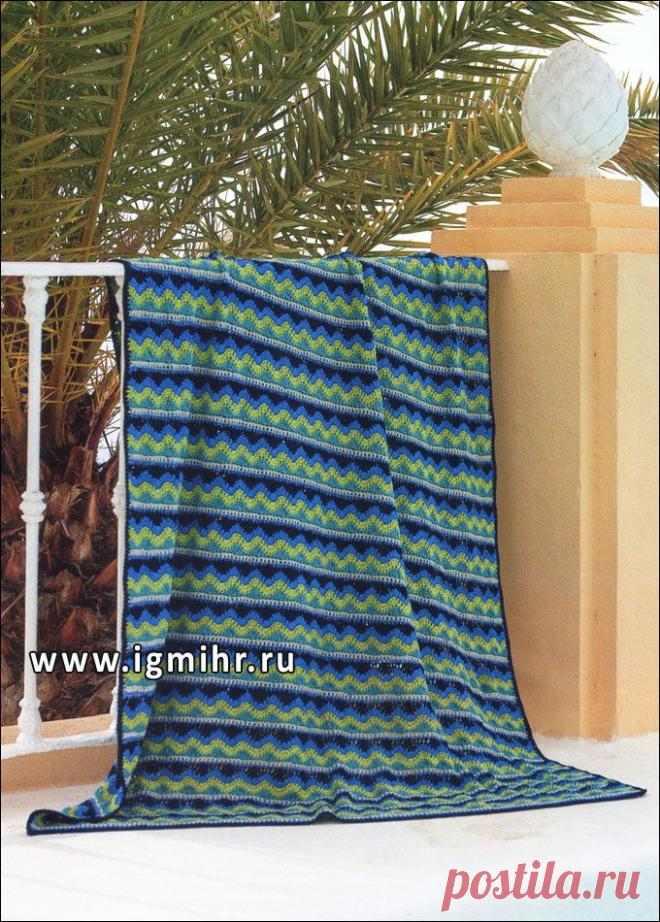 Покрывало с геометрическими орнаментами. Крючок.