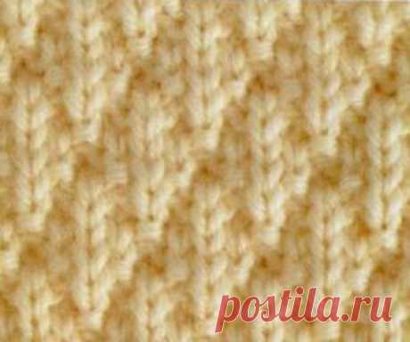 Два узора спицами: 1) из лицевых и изнаночных; 2) резинкаобвитыми петлями