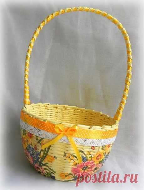 Плетение из газет ПАСХАЛЬНЫХ КОРЗИНОК. Мастер-класс