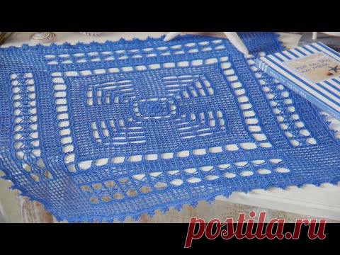 ОРИГИНАЛЬНАЯ КВАДРАТНАЯ САЛФЕТКА КРЮЧКОМ. СХЕМА.(Часть 4-я).