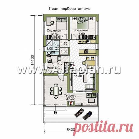 618E «Мелета» - уютный одноэтажный дом с террасой