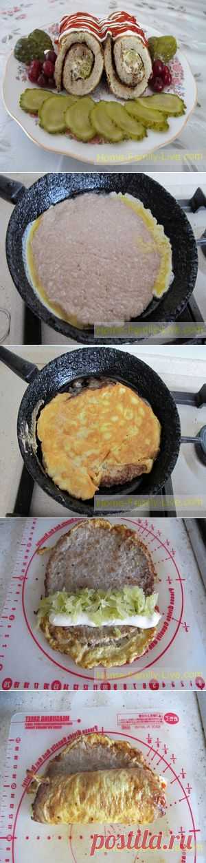 Бризоль - пошаговый фоторецепт - фарш в омлете
