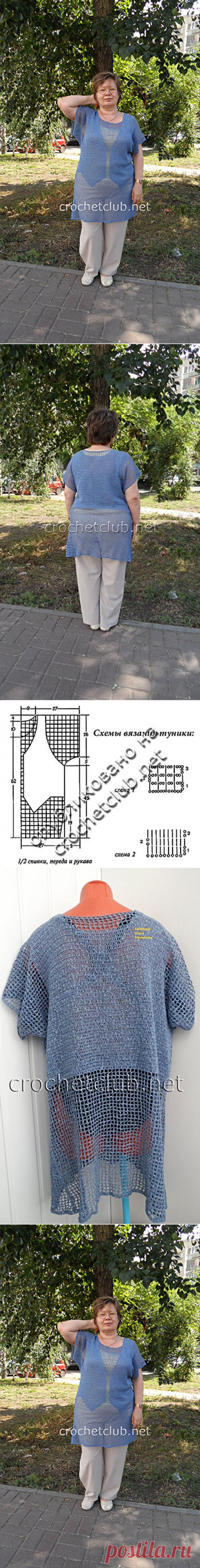 Вязаная туника цвета «Джинс» - Вязание Крючком. Блог Настика