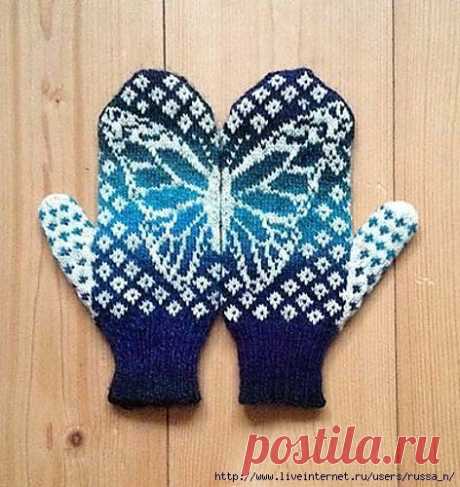 ВАРЕЖКИ "BUTTERFLY WISH MITTENS" BY EMILY BUJOLD СПИЦАМИ. СХЕМА ЖАККАРДА