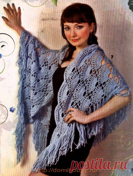 Шаль узором ракушки