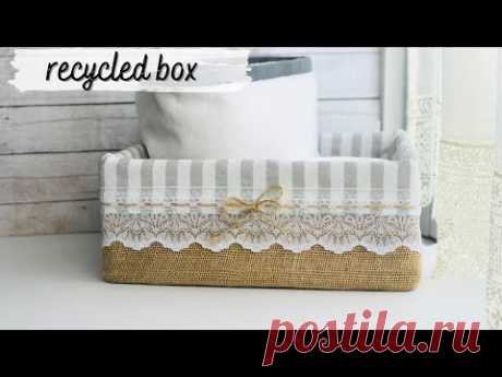 DIY CAJA ORGANIZADORA CON MATERIAL RECICLADO /DIY Fabric-wrapped storage Bins