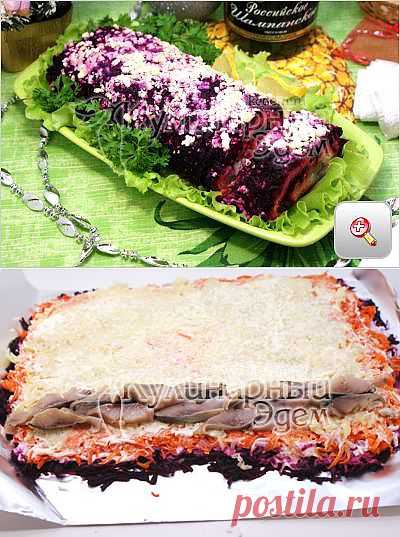 Салат-рулет «Селедка под шубой» - Салаты салаты с рыбой и морепродуктами