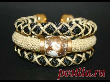 DIY Climbing Rope Jewellery: Black/Gold Bracelet - www.perlinebijoux.com