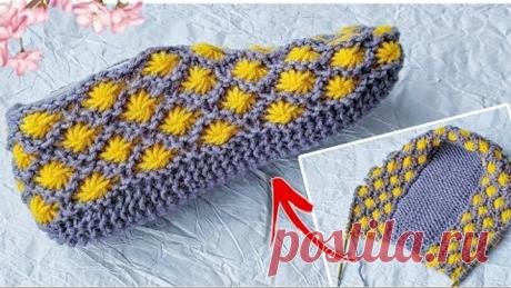 СВЯЗАЛА КРАСОТУ ИЗ ОСТАТКВ ПРЯЖИ. Домашние следки "Одуванчики"