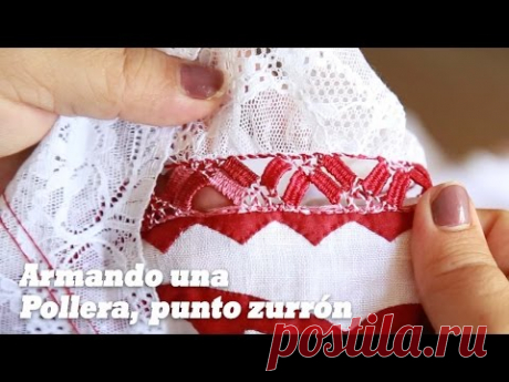 Cómo se arma una Pollera de Gala Sombreada Calada? (punto zurrón con bolillo) - YouTube