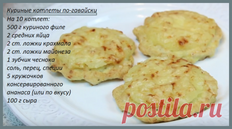 Куриные котлеты по-гавайски