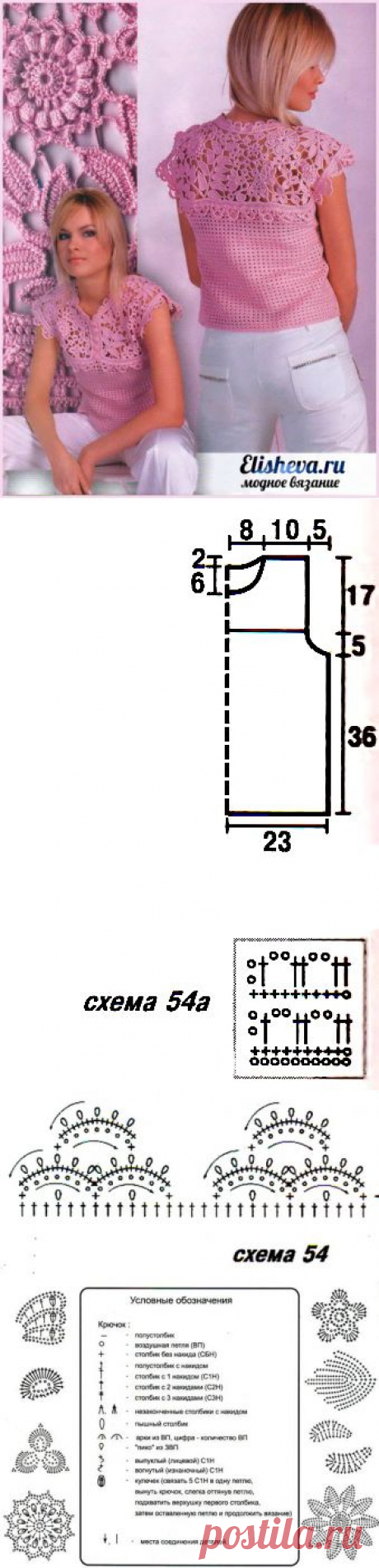 Кофточка с ирландским ажурным кружевом, вязаная крючком