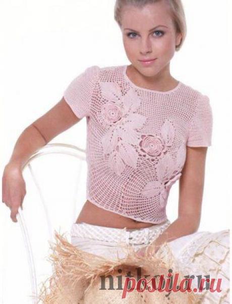 Связать топ крючком со цветами » Ниткой - вязаные вещи для вашего дома, вязание крючком, вязание спицами, схемы вязания