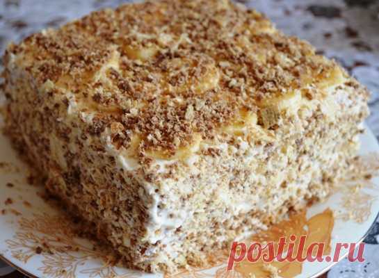 Торт без выпечки из печенья с бананом | Готовим вкусно и по-домашнему