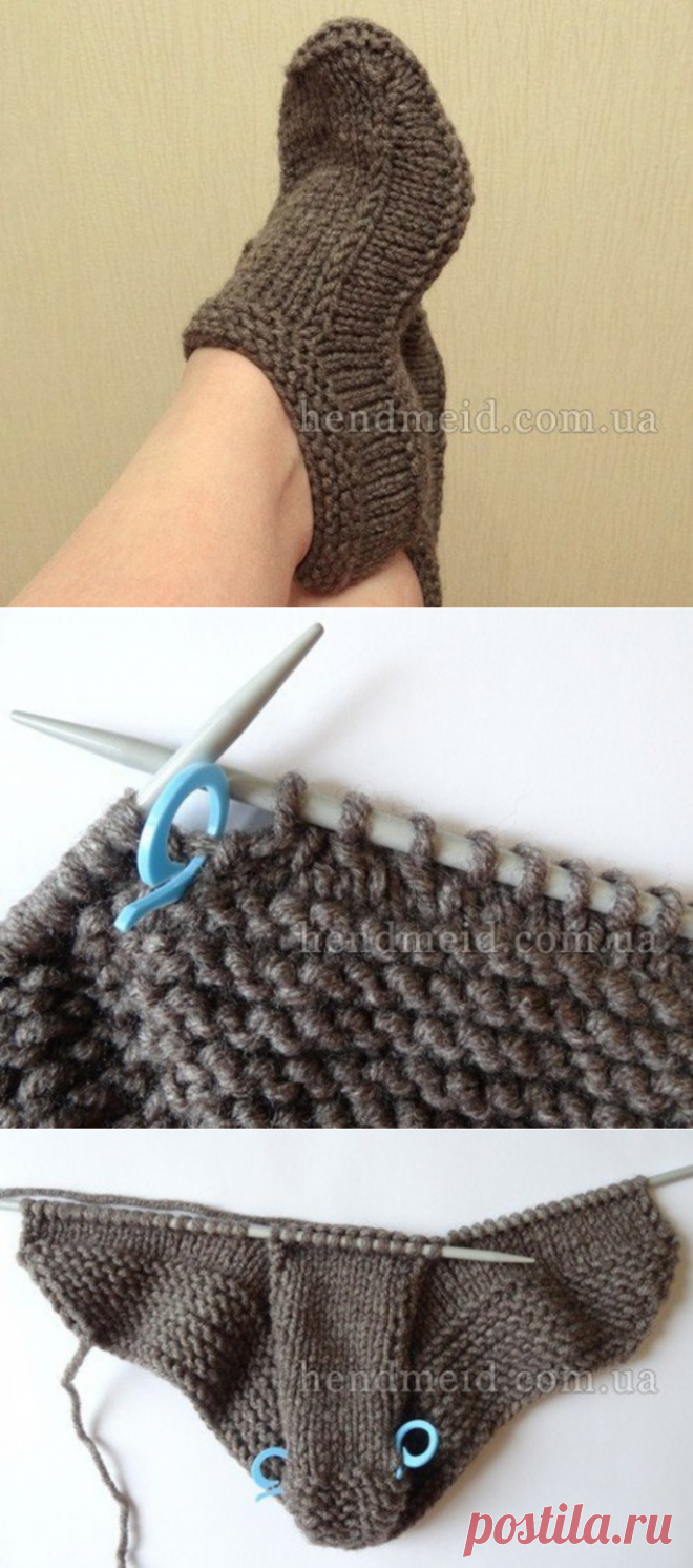 ​Домашние тапочки из толстой пряжи на спицах — DIYIdeas