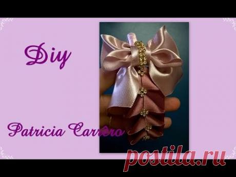 Tiara com laço e capitonê de fita de cetim Diy\ Tiara with lace and satin ribbon Capitone