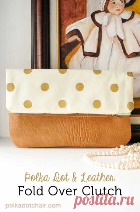 Polka Dot and Leather Fold Over Clutch Sewing Tutorial on Polka Dot Chair