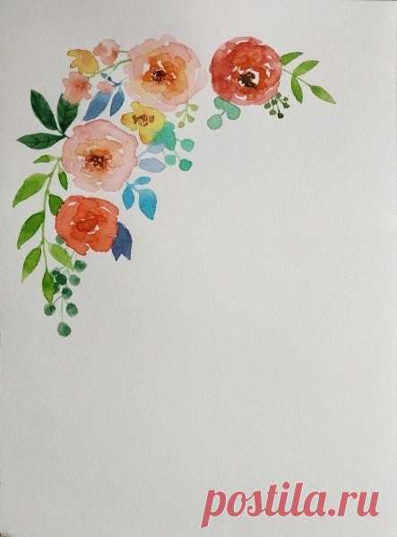 Акварельная открытка с ботаническими элементами